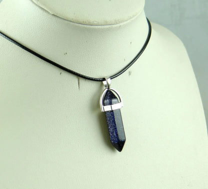 Natural Stone Crystal Hexagonal Pendant — Quartz, Tiger Eye & More