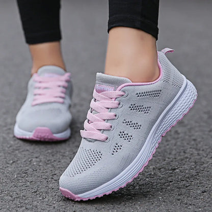 Women's Breathable Mesh Flat Sneakers Walking Shoes