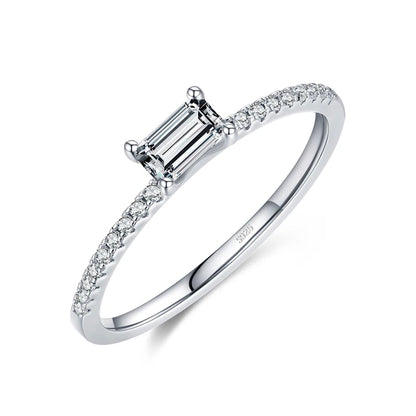 Modian 2021 Real 925 Sterling Silver Simple Square Clear CZ Charm Gold Color Finger Rings For Women Wedding Engagement Jewelry