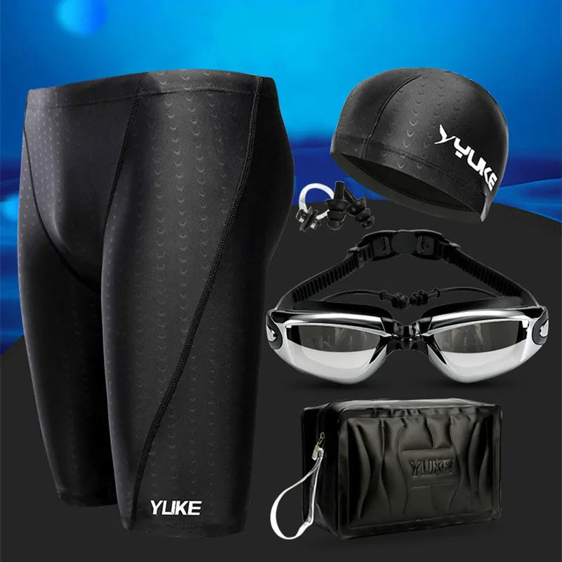Men's Swim Shorts & Goggles Set – Waterproof Trunks