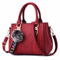 Embroidery Messenger Bags Women Leather Handbags Bags for Women Sac a Main Ladies hair ball Hand Bag