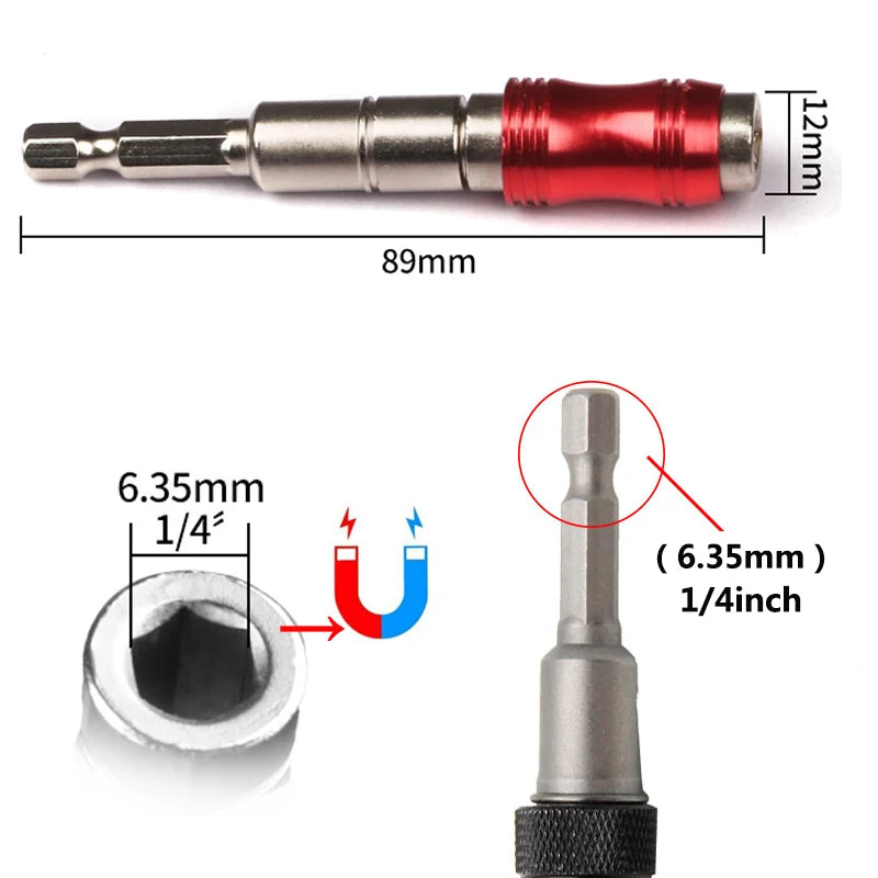 1/4 "Sechskant Magnetring Schraubendreher-Bits Bohrer Handwerkzeuge Bohrer Verlängerungsstange Schnellwechselhalter Antriebsführung Schraubenspitze
