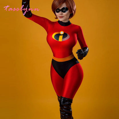 Die Unglaublichen Cosplay Elastigirl Hulk Spider Familienanzug für Erwachsene und Kinder Jumpsuit Bodysuit Halloween Kostüme für Damen