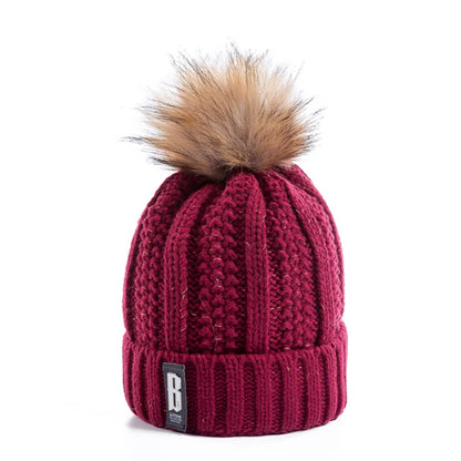 Neue Damenhüte, hohe Qualität, mit Pelz gefütterte Bommeln, Wintermütze, stylische Wollmützen für Damen, warme, dicke Streetwear-Strickmütze