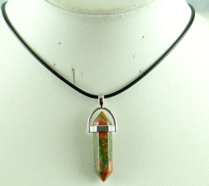 Natural Stone Crystal Hexagonal Pendant — Quartz, Tiger Eye & More