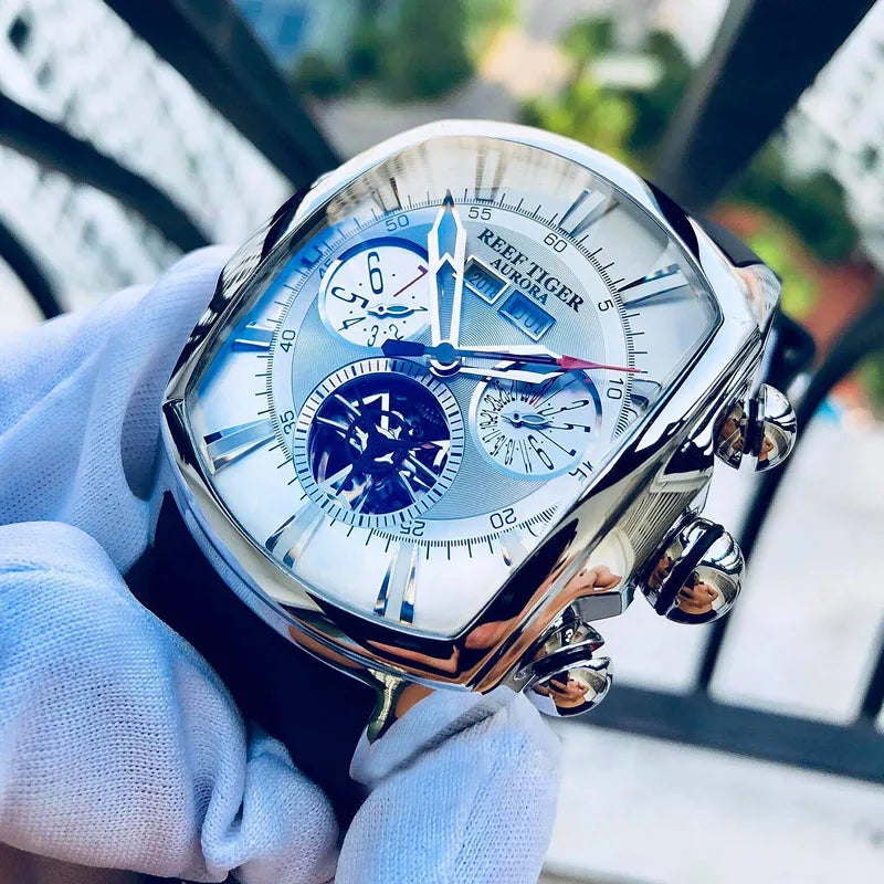 Reef Tiger/RT Top-Marke Luxus-Herrenuhr, großes Zifferblatt, mechanisches Tourbillon, Sportuhr, Relogio Masculino RGA3069