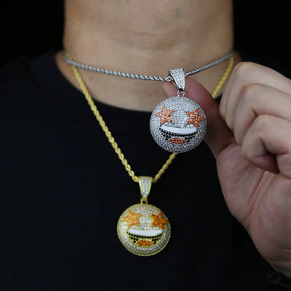 Gold Silber Farbe CZ Lustiger Gesichtsanhänger Halskette Iced Out Zirkonia Stern Herz Lächeln Charme Halsketten Männer Frauen Hip Hop Schmuck