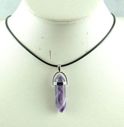 Natural Stone Crystal Hexagonal Pendant — Quartz, Tiger Eye & More