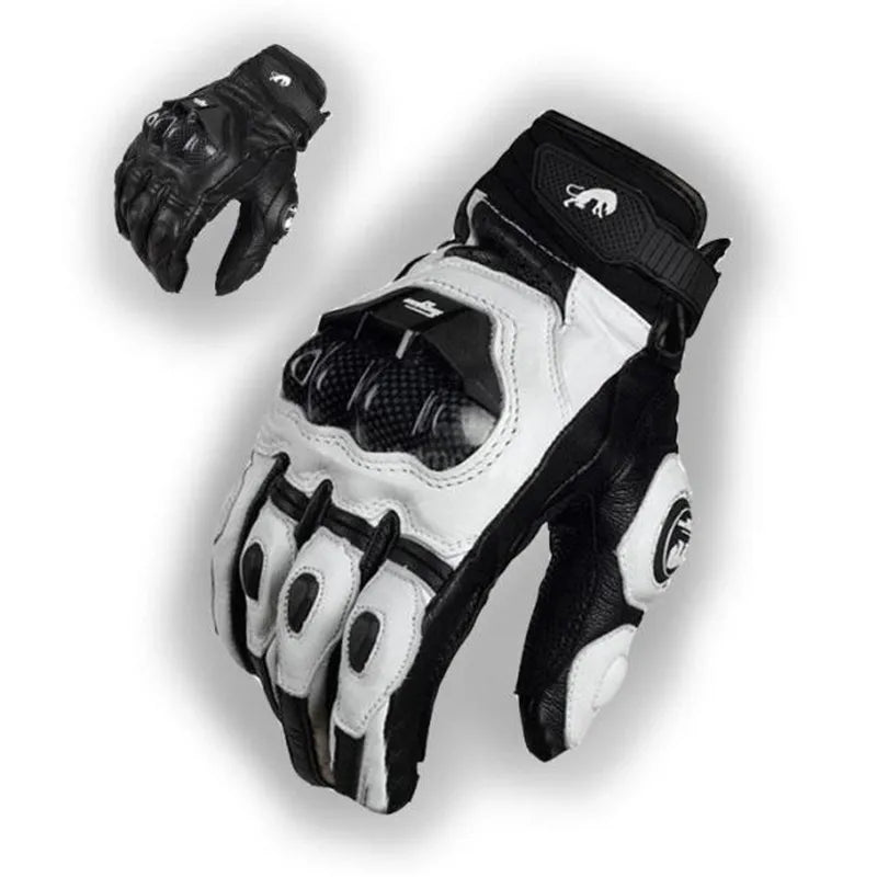 Motorradhandschuhe Schwarz Racing Echtes Leder Motorradhandschuhe Weiß Straßenrennen Teamhandschuhe Herren Sommer Winter