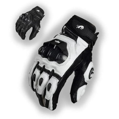 Motorradhandschuhe Schwarz Racing Echtes Leder Motorradhandschuhe Weiß Straßenrennen Teamhandschuhe Herren Sommer Winter