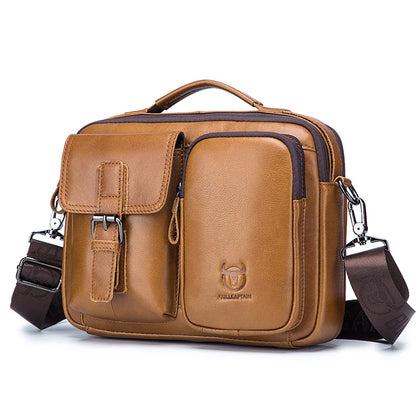 BULLCAPTAIN Neue Echtleder Herren Umhängetasche Männliche Aktentasche Kuriertasche Lässige Business-Aktentasche Stil Herren Schultertasche