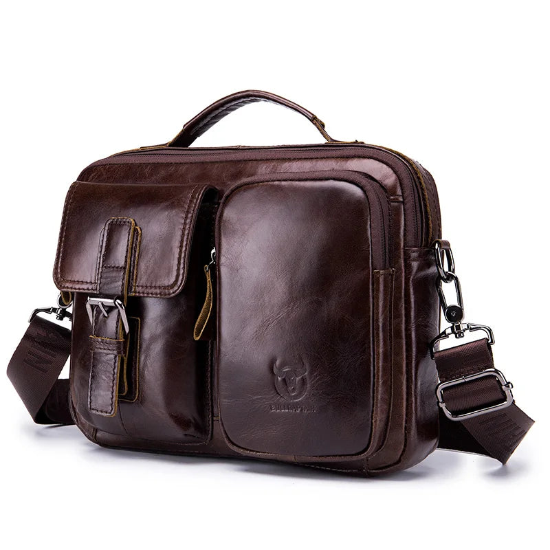 BULLCAPTAIN Neue Echtleder Herren Umhängetasche Männliche Aktentasche Kuriertasche Lässige Business-Aktentasche Stil Herren Schultertasche