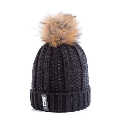 Neue Damenhüte, hohe Qualität, mit Pelz gefütterte Bommeln, Wintermütze, stylische Wollmützen für Damen, warme, dicke Streetwear-Strickmütze