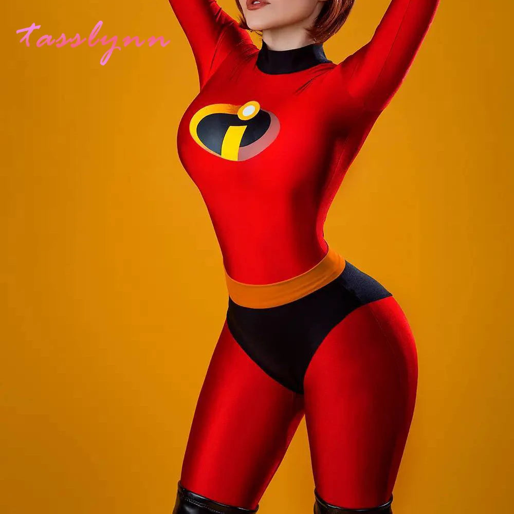 Die Unglaublichen Cosplay Elastigirl Hulk Spider Familienanzug für Erwachsene und Kinder Jumpsuit Bodysuit Halloween Kostüme für Damen