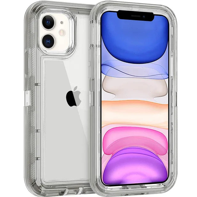 For iPhone 15 12 11 13 14 16Pro Max SE XR XS XSMAX X 6 7 8 Plus Clear Transparent Shockproof Armor Glossy Plain Case Phone Cover