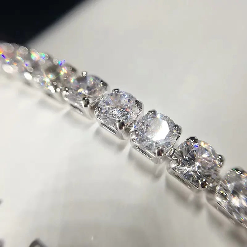 Handmade 14K White gold filled 8mm Round Diamond Bracelets For Women Men Luxury Engagement Wedding Cocktail gemstone Jewelry
