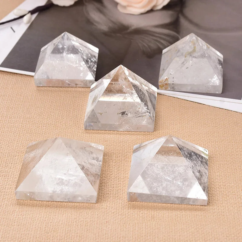 Clear Quartz Pyramid Chakra Reiki Tower - Home Decor