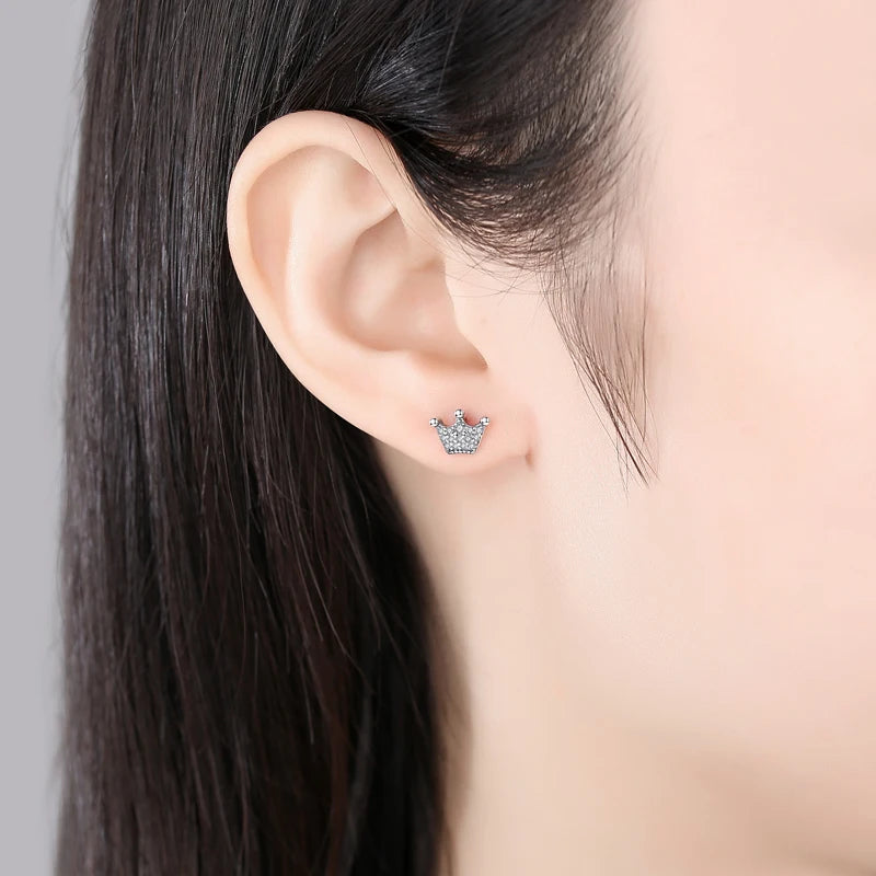 Original 925 Sterling Silber Ohrringe 2025 Stecker Creolen Kristall Ohrringe für Damen Roségold Krone Herz Unendlichkeit Biene Ohrring Schmuck