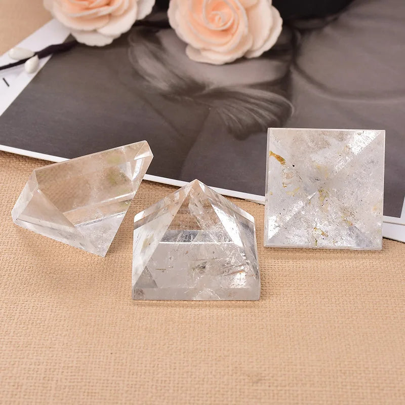 Clear Quartz Pyramid Chakra Reiki Tower - Home Decor