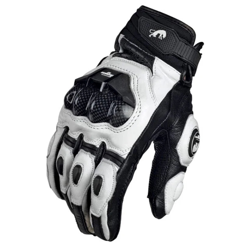 Motorradhandschuhe Schwarz Racing Echtes Leder Motorradhandschuhe Weiß Straßenrennen Teamhandschuhe Herren Sommer Winter