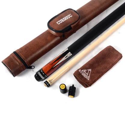 CUESOUL Sonderpreis Billard-Queue & schwarzes Köcher mit 12,75mm Queuespitzen & Reinigungstuch & Queueschutz