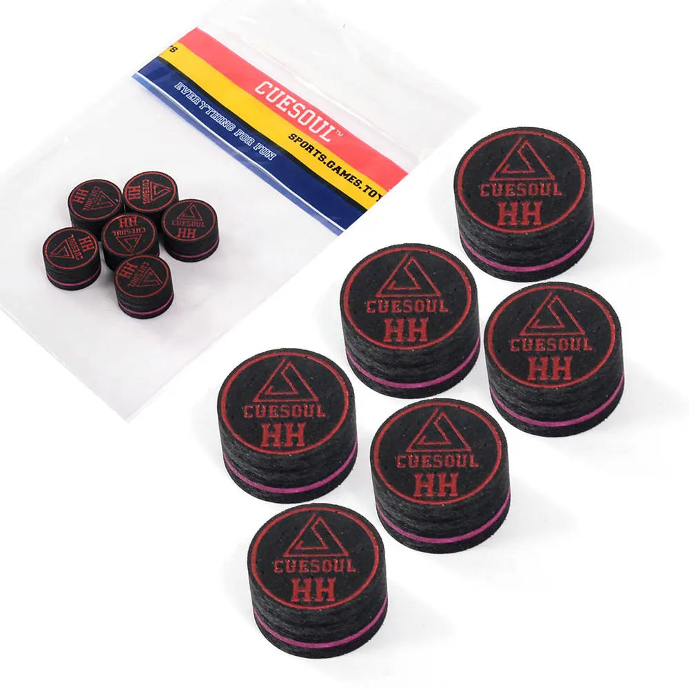 CUESOUL 14mm 8-lagige Schweinsleder-Queuespitzen für Pool-Queues – 6 Stück