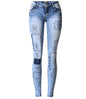 Sky Blue Patchwork Skinny Jeans | Women Push Up