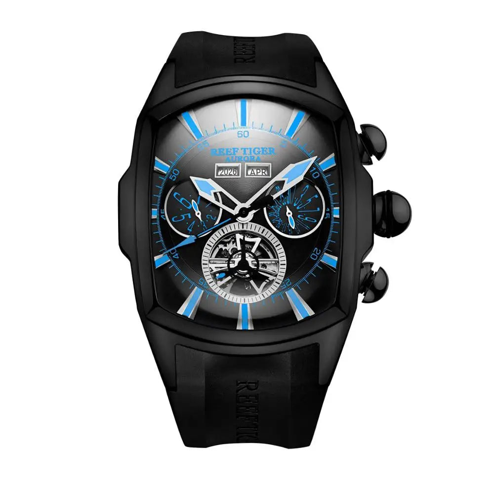 Reef Tiger/RT Top-Marke Luxus-Herrenuhr, großes Zifferblatt, mechanisches Tourbillon, Sportuhr, Relogio Masculino RGA3069