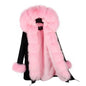 MAOMAOKONG Marken Lange Winterjacke Damen Oberbekleidung Dicke Parkas Natur Echtfuchsfellkragen Mantel Kapuze Rosa Weibliche Kleidung
