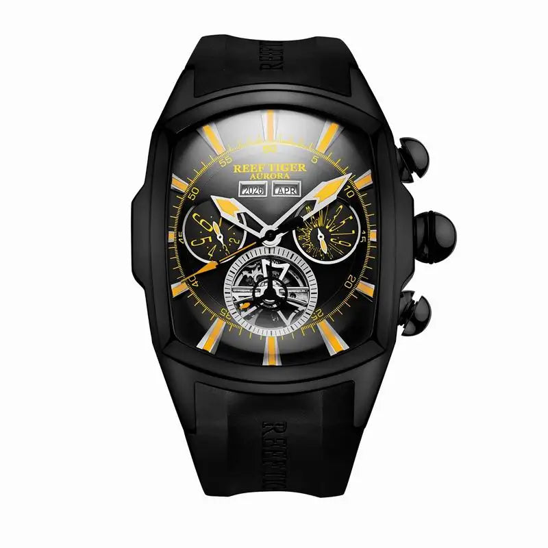 Reef Tiger/RT Top-Marke Luxus-Herrenuhr, großes Zifferblatt, mechanisches Tourbillon, Sportuhr, Relogio Masculino RGA3069