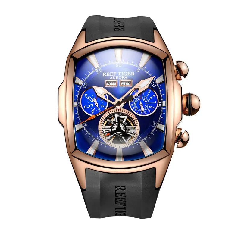 Reef Tiger/RT Top-Marke Luxus-Herrenuhr, großes Zifferblatt, mechanisches Tourbillon, Sportuhr, Relogio Masculino RGA3069