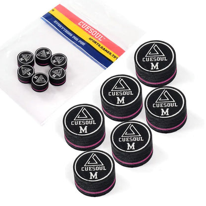 CUESOUL 14mm 8-lagige Schweinsleder-Queuespitzen für Pool-Queues – 6 Stück