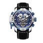Reef Tiger/RT Luxusmarke Blaue Militär-Herrenuhr Lederarmband Stahl Automatikuhr Wasserdicht Relogio Masculino RGA3503