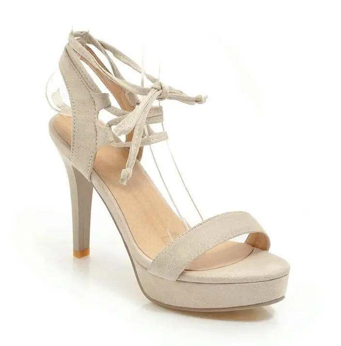Women's High Heel Sandals Pointed Toe Lace Up Platform Party Shoes