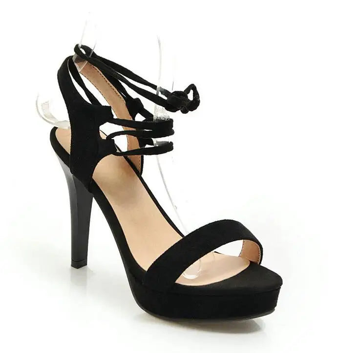 Women's High Heel Sandals Pointed Toe Lace Up Platform Party Shoes