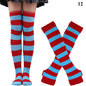 1 Set Damen Mädchen Overknee Lange Gestreifte Bedruckte Oberschenkelhohe Baumwollsocken Armstulpen Handschuhe Süße Niedliche Plus Size Overknee-Socken