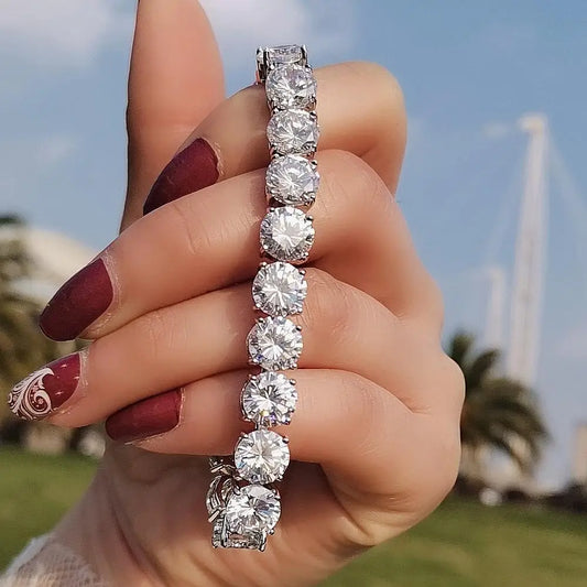 14K White Gold filled 8mm Diamond Bracelet – Luxury Gift