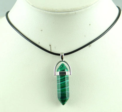 Natural Stone Crystal Hexagonal Pendant — Quartz, Tiger Eye & More