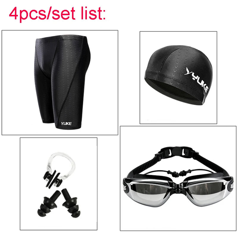 Men's Swim Shorts & Goggles Set – Waterproof Trunks