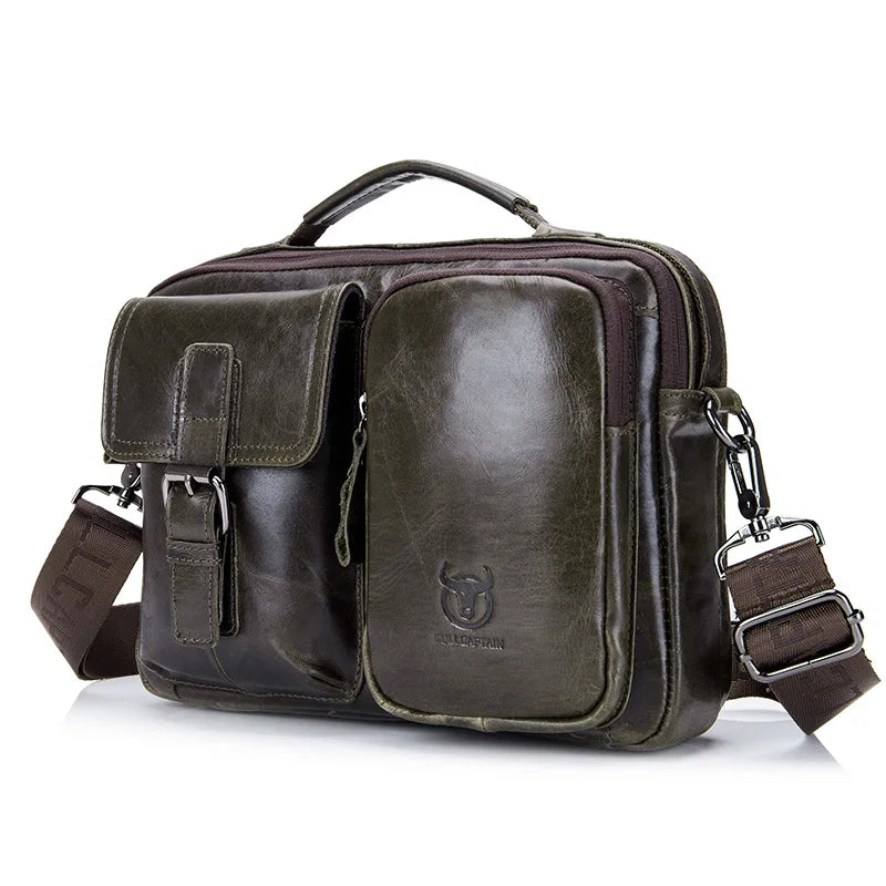 BULLCAPTAIN Neue Echtleder Herren Umhängetasche Männliche Aktentasche Kuriertasche Lässige Business-Aktentasche Stil Herren Schultertasche