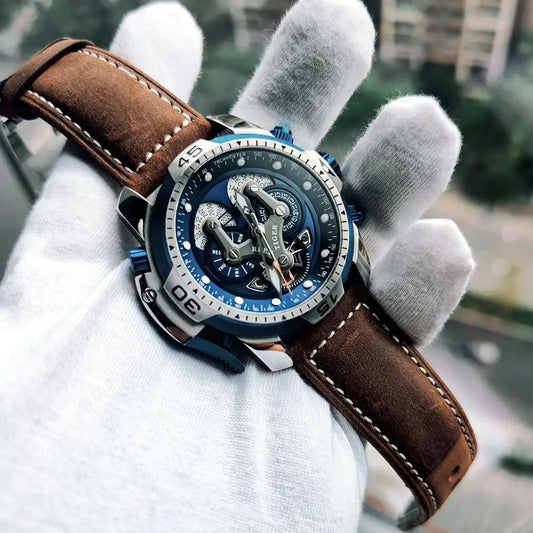 Reef Tiger RGA3503 Blue Military Automatic Watch