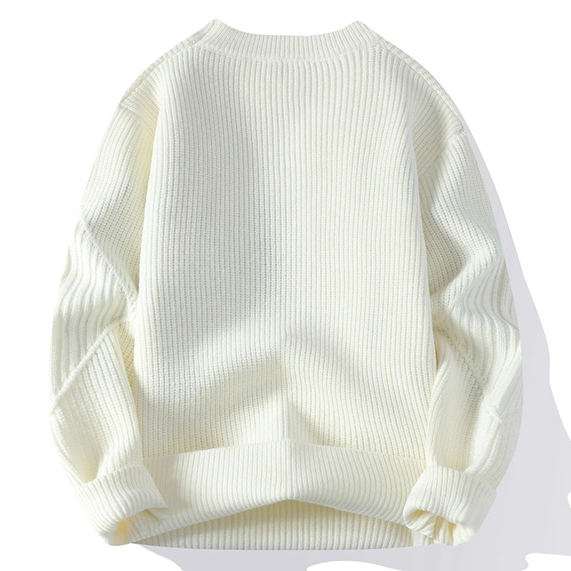 Autumn Winter Fashion O-Neck Sweater Men Patchwork Knit Pullovers Korean Casual Sweaters Loose Mens Warm Pullover Knitwear