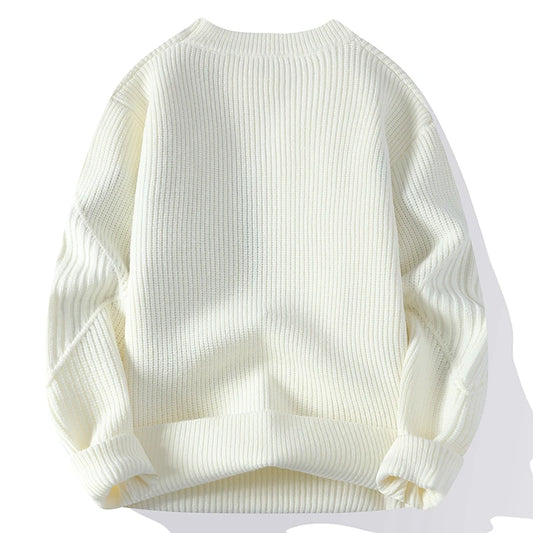 Autumn Winter Fashion O-Neck Sweater Men Patchwork Knit Pullovers Korean Casual Sweaters Loose Mens Warm Pullover Knitwear