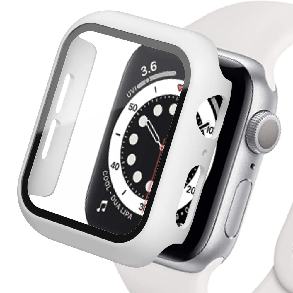 Displayschutzfolie aus gehärtetem Glas+Abdeckung für Apple Watch Zubehör 45mm 41mm 44mm 40mm 42mm Displayschutzfolie Apple Watch Hülle Serie 9 4 5 6 SE 7 8