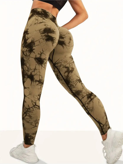 Damen High Waist Nahtlose Leggings – Tie-Dye Yoga-Hose, blickdicht, Fitness- & Workout-Tights