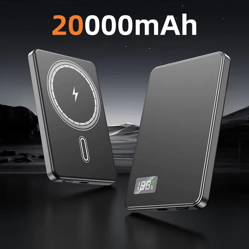 50000mAh Portable Magnetic Wireless Power Bank PD Fast Charging External Battery Electronic Display For iPhone Samsung