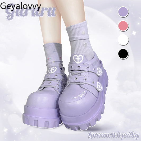 Original Punk Style Love Cross Macaron Subculture Platform Shoes Femme Spring Autumn 2025 New Elegant Casual Women's Pumps