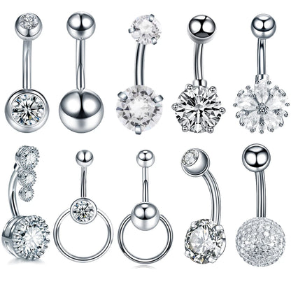 1Pc Surgical Steel Belly Button Ring Navel Nombril Piercing CZ Belly Ring Sexy Women Belly Piercing Body Jewelry Ombligo 14G