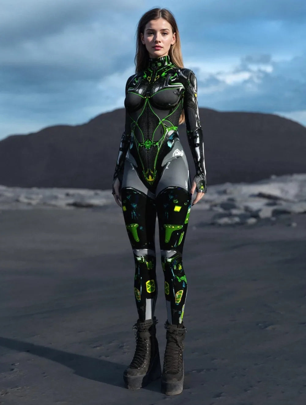 Futuristic Women Machinery Jumpsuit Punk Party Cosplay Catsuit Steampunk Robot Fighter Zentai Suit Halloween Performance Costume