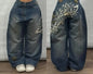 American Fashion Hip Hop Joker Oversized Jeans Women Street Y2K New Clearance Spot Hot Mopping Wide-leg Pants Unisex Loose Jeans